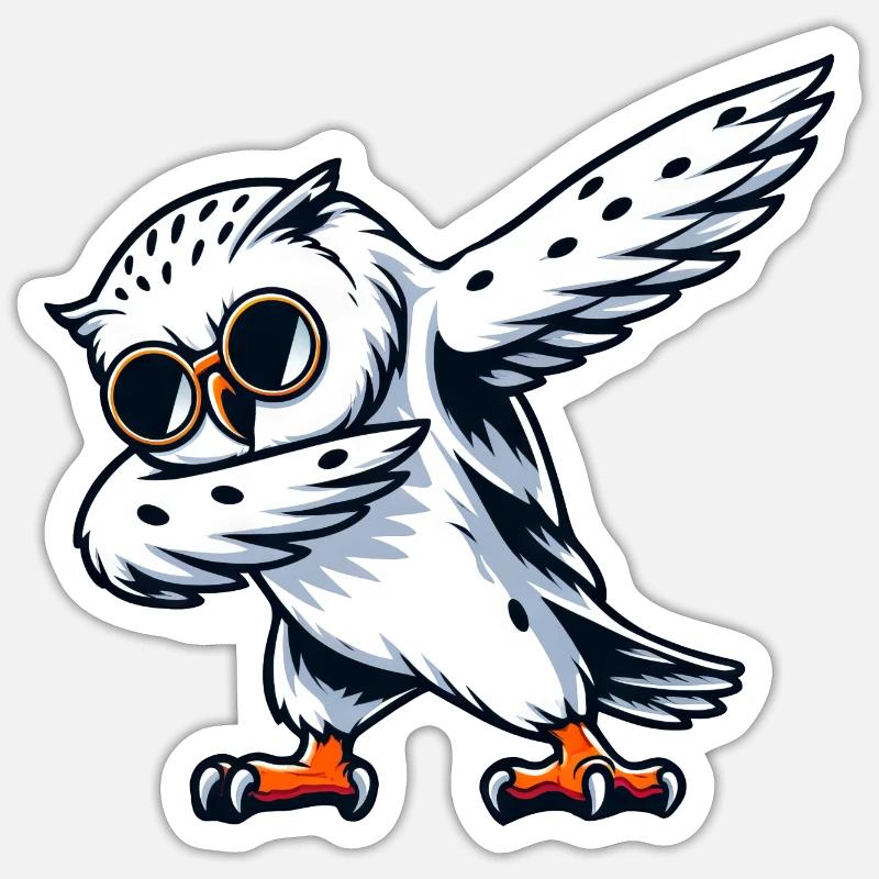 Coole Schneeeule Dabbing Pose Sticker Größe S (10 x 10 cm)