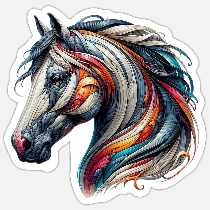 Cheval - Sticker taille S (10 x 10 cm) - blanc mat