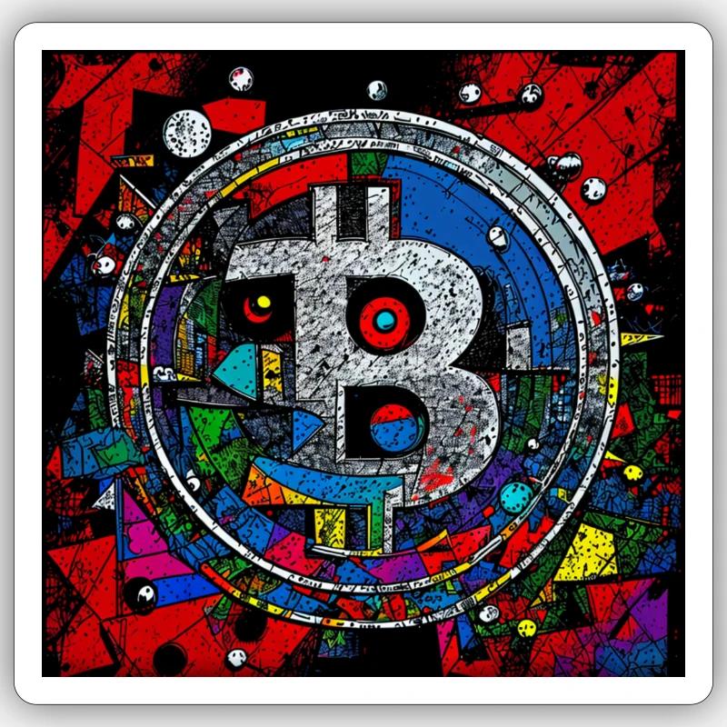 Bitcoin abstract21 - Sticker Größe S (10 x 10 cm) - Mattweiß