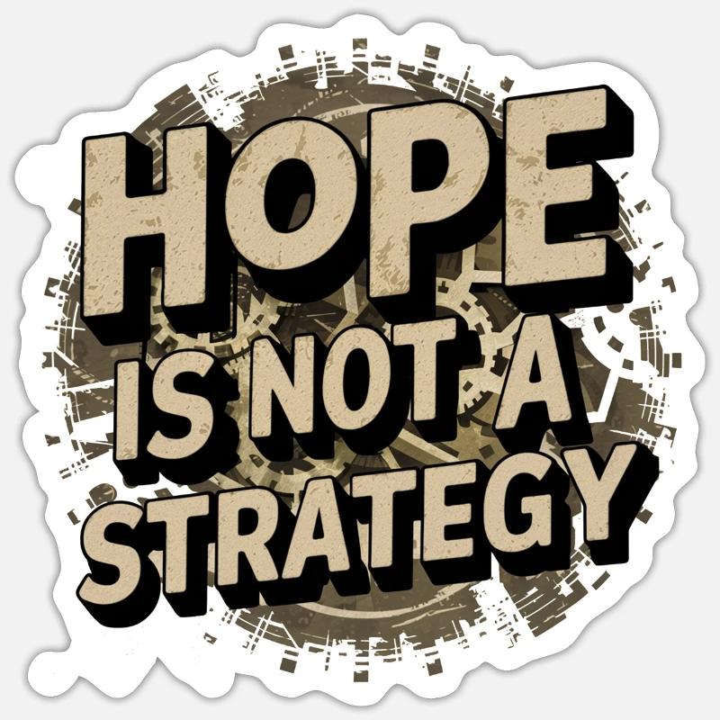 hope is not a strategy - message positif - Sticker taille S (10 x 10 cm) - blanc mat
