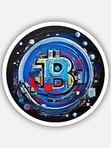 bitcoin abstract blue - Sticker Größe S (10 x 10 cm) - Mattweiß