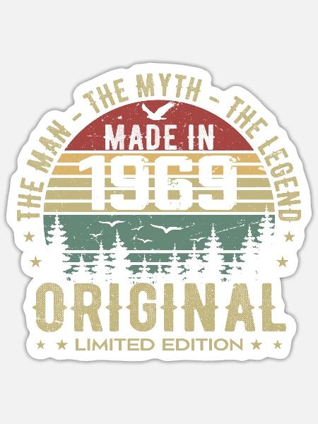 Original 1969 Retro 1969 Geburtstagsgeschenk 1969 - Sticker Größe S (10 x 10 cm) - Mattweiß