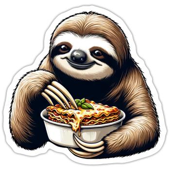 Paresseux et lasagnes : Cartoon Fun - Sticker taille S (10 x 10 cm) - blanc mat - Devant