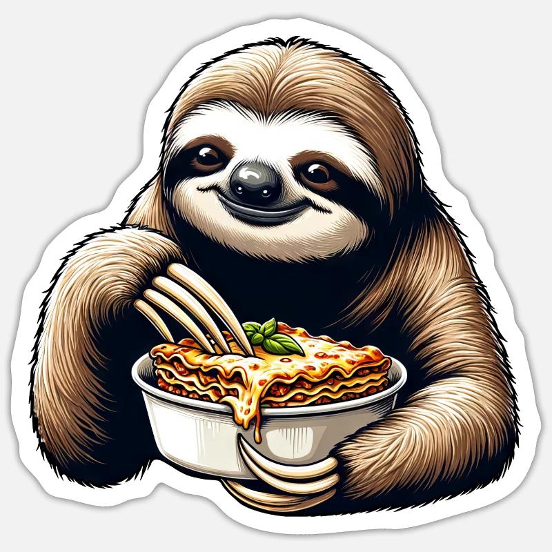 Sloth & Lasagna: Cartoon Fun Sticker size S (10 x 10 cm)