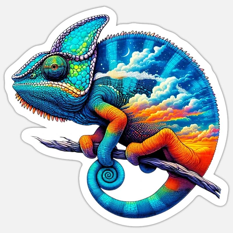 Chamäleon - Sticker Größe S (10 x 10 cm) - Mattweiß