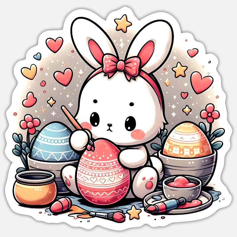 Ostervorbereitungen - Sticker Größe S (10 x 10 cm) - Mattweiß