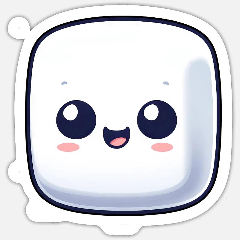 Süßer Marshmallow Zucker Comic - Sticker Größe S (10 x 10 cm) - Mattweiß