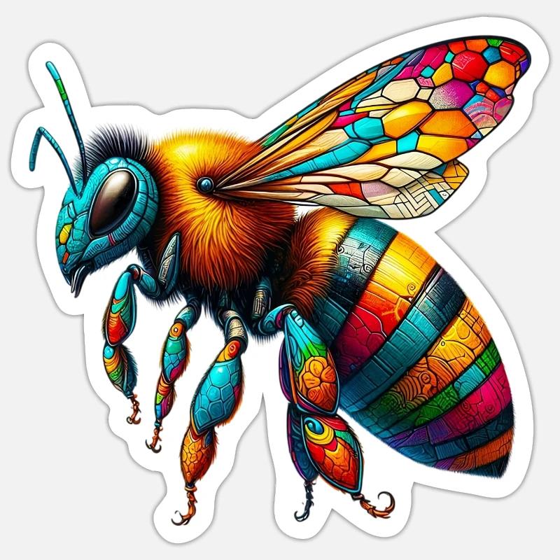 Abeille - Sticker taille S (10 x 10 cm) - blanc mat