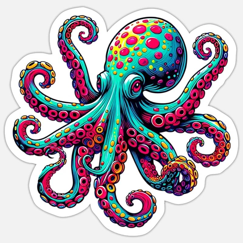 Krake - Sticker Größe S (10 x 10 cm) - Mattweiß