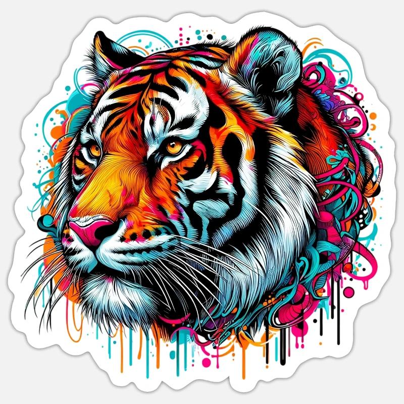 Tiger - Sticker size S (10 x 10 cm) - white matte