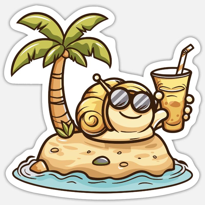 Snail Summer Vacation - Sticker size S (10 x 10 cm) - white matte