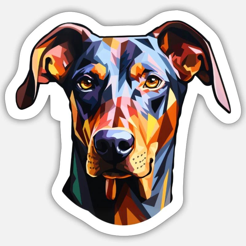 Dobermannkopf psychedelisch Sticker Größe S (10 x 10 cm)