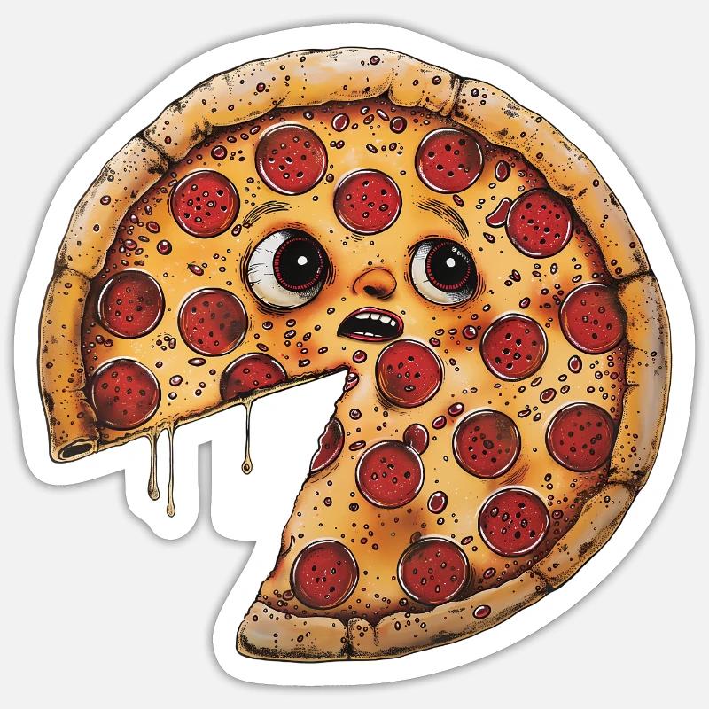 Pizza - Sticker Größe S (10 x 10 cm) - Mattweiß