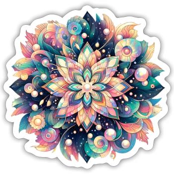 Florales Mandala Meerestiefe Pastell Design - Sticker Größe S (10 x 10 cm) - Mattweiß - Vorne