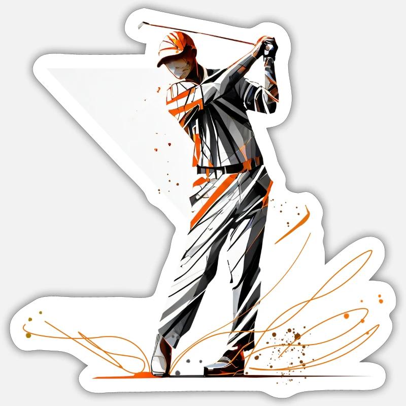 golf, Golfspieler, Golf tee - Sticker Größe S (10 x 10 cm) - Mattweiß