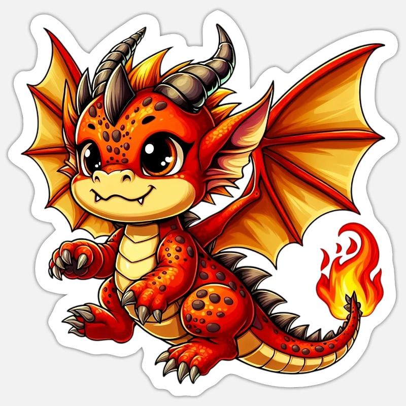 Drache - Sticker Größe S (10 x 10 cm) - Mattweiß