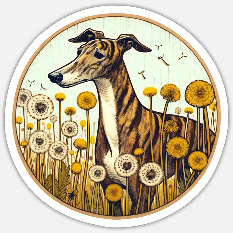 Gestromter Windhund - Sticker Größe S (10 x 10 cm) - Mattweiß