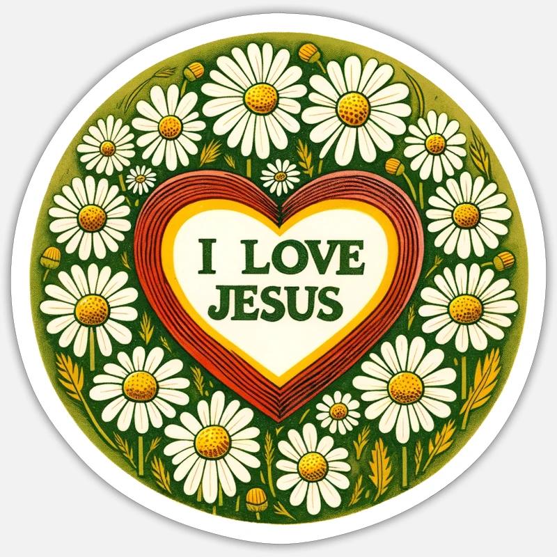 J’aime Jésus - Sticker taille S (10 x 10 cm) - blanc mat