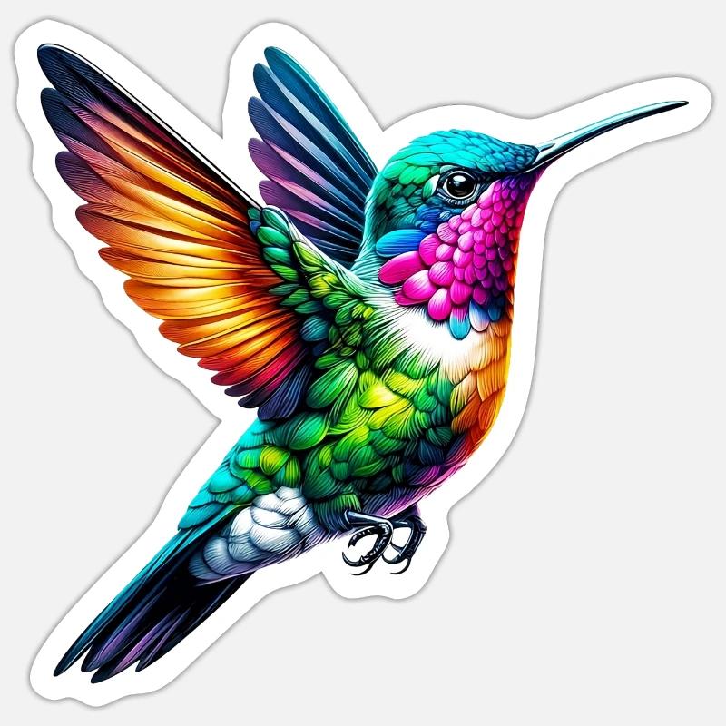 Colibri - Sticker taille S (10 x 10 cm) - blanc mat