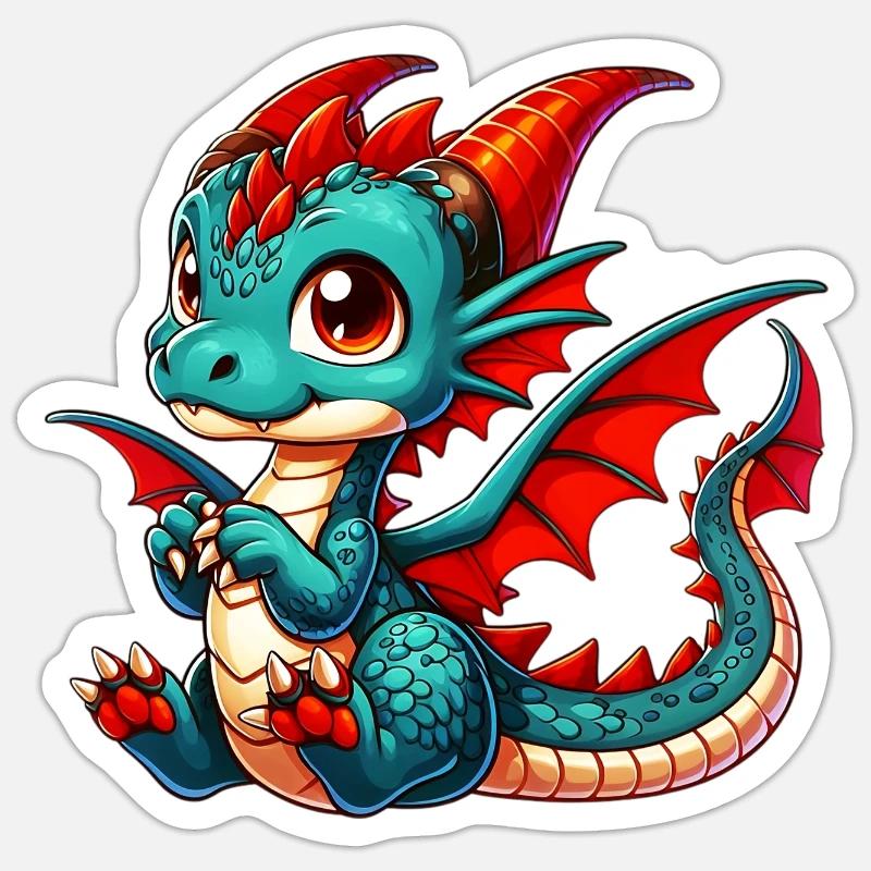 Drache - Sticker Größe S (10 x 10 cm) - Mattweiß