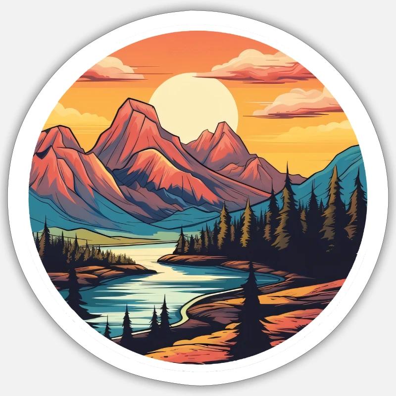 Berglandschaft - Sticker Größe S (10 x 10 cm) - Mattweiß