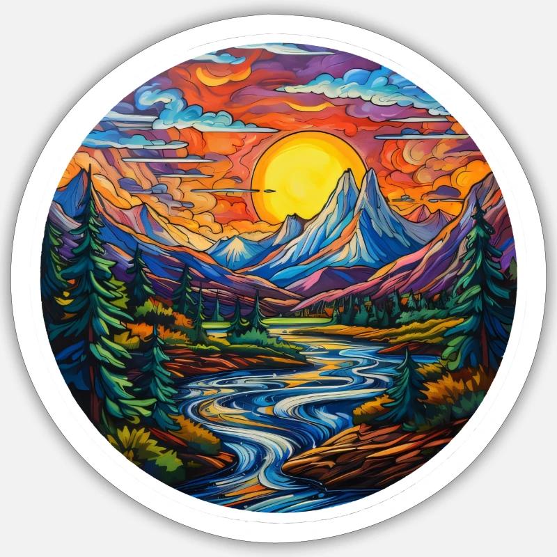 Bergpanorama - Sticker Größe S (10 x 10 cm) - Mattweiß