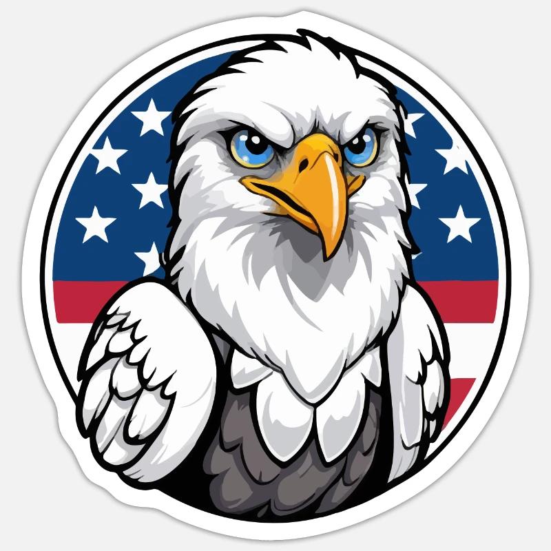États-Unis et USA Eagle - Sticker taille S (10 x 10 cm) - blanc mat