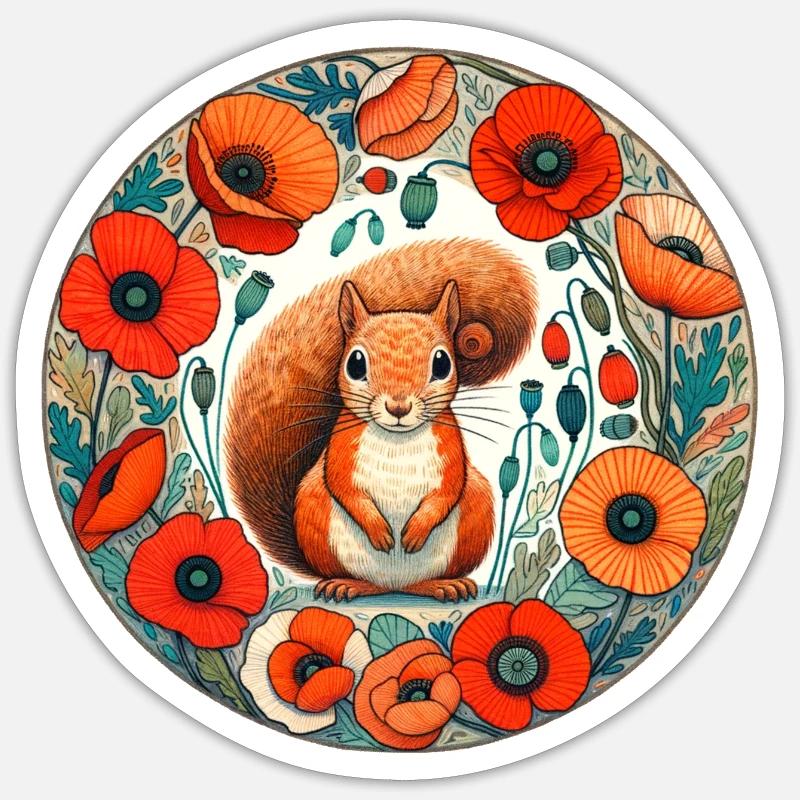 Eichhörnchen - Sticker Größe S (10 x 10 cm) - Mattweiß