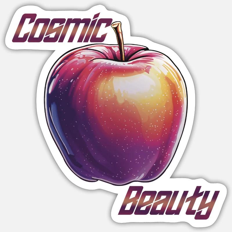 Pomme cosmique - Sticker taille S (10 x 10 cm) - blanc mat