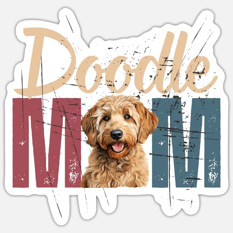 Maman Golden Doodle - Sticker taille S (10 x 10 cm) - blanc mat