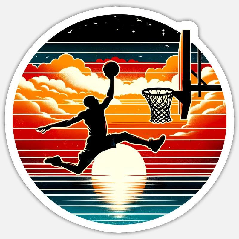 Basket-ball Basketteurs Joueurs - Sticker taille S (10 x 10 cm) - blanc mat