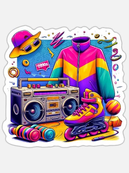Retro-Nostalgie der 90er Jahre - Sticker Größe S (10 x 10 cm) - Mattweiß