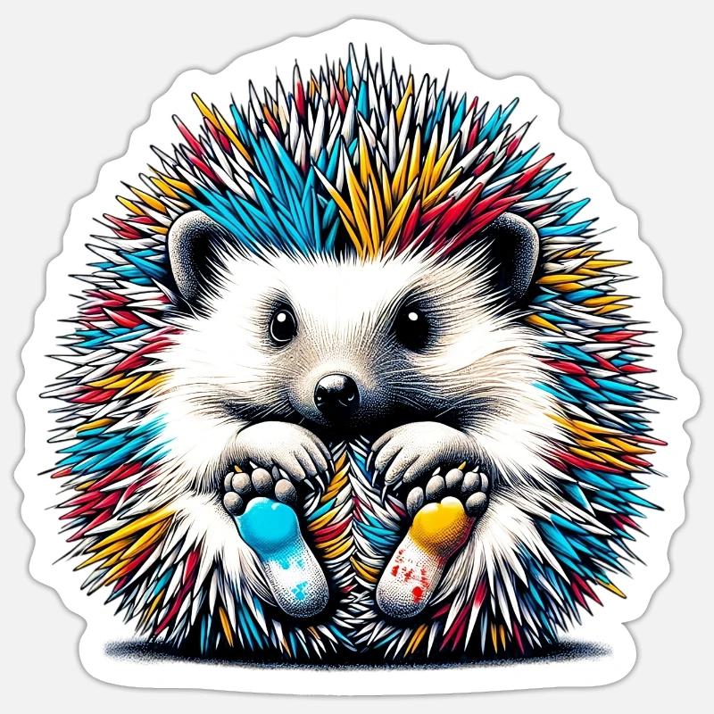 Hérisson - Sticker taille S (10 x 10 cm) - blanc mat