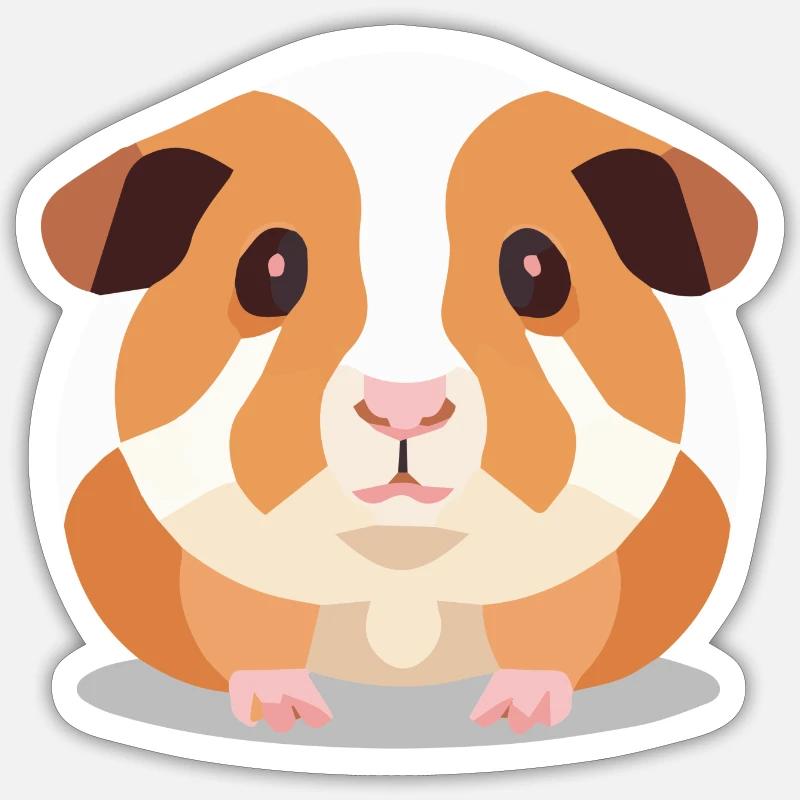 Cochon d’Inde Mignon Marron Blanc Sticker taille S (10 x 10 cm)