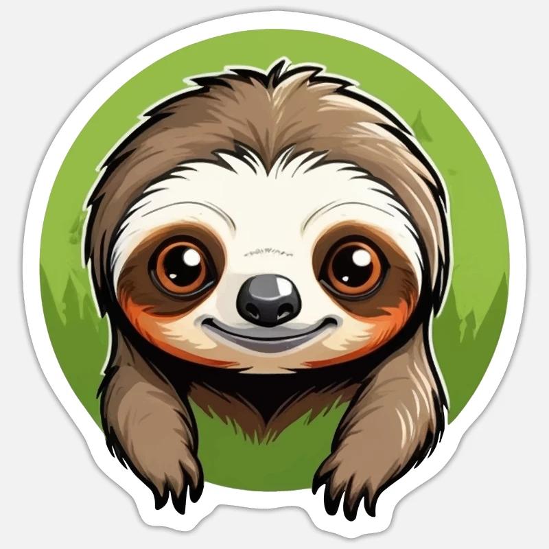 Lazy Tree Sloth - Sticker Größe S (10 x 10 cm) - Mattweiß