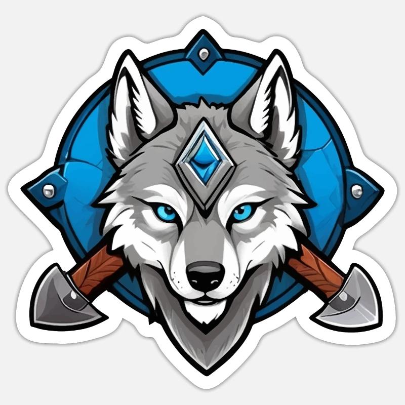 Viking Wolf Warrior - Sticker size S (10 x 10 cm) - white matte
