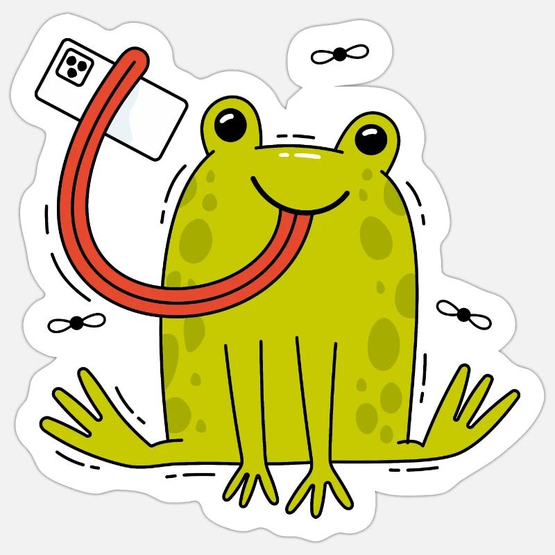 Frosch und Selfie - Sticker Größe S (10 x 10 cm) - Mattweiß