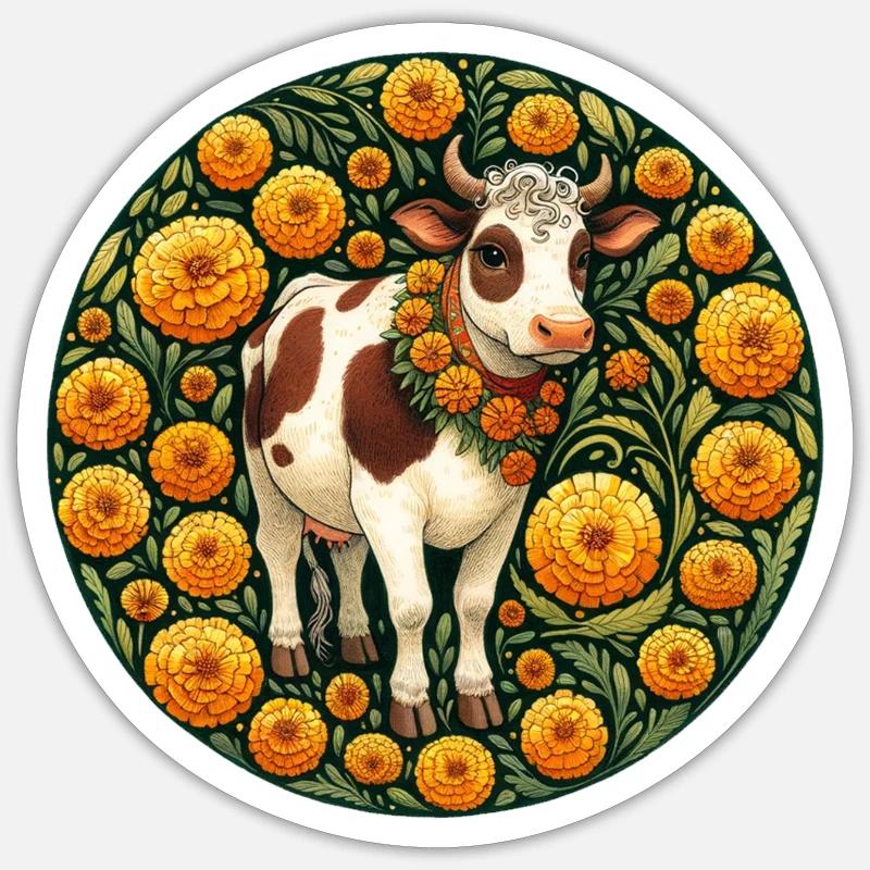 Vache soucieuse - Sticker taille S (10 x 10 cm) - blanc mat