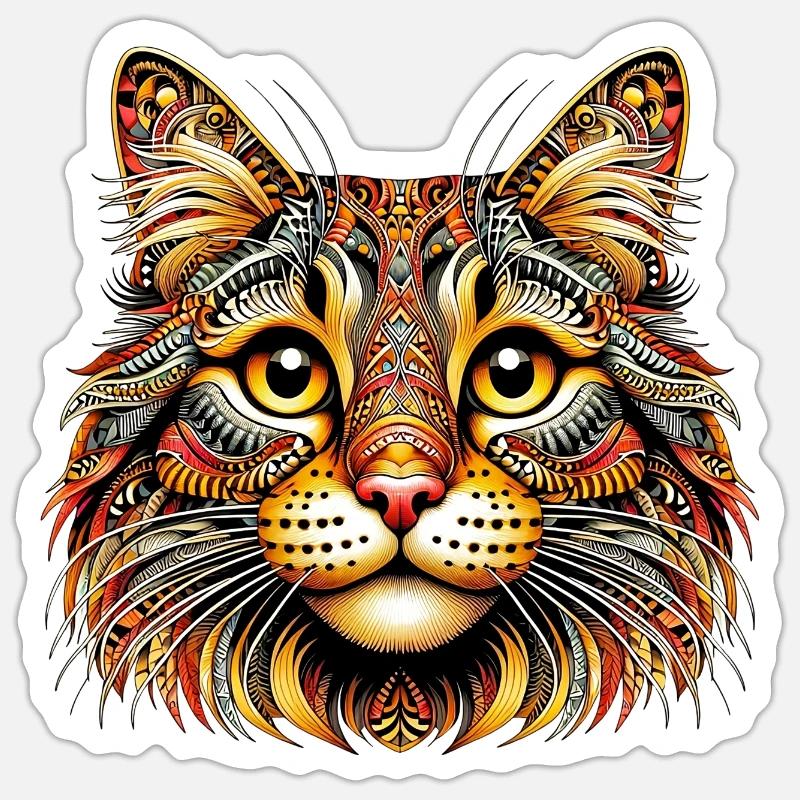 Chat - Sticker taille S (10 x 10 cm) - blanc mat