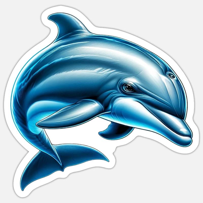 Dauphin - Sticker taille S (10 x 10 cm) - blanc mat