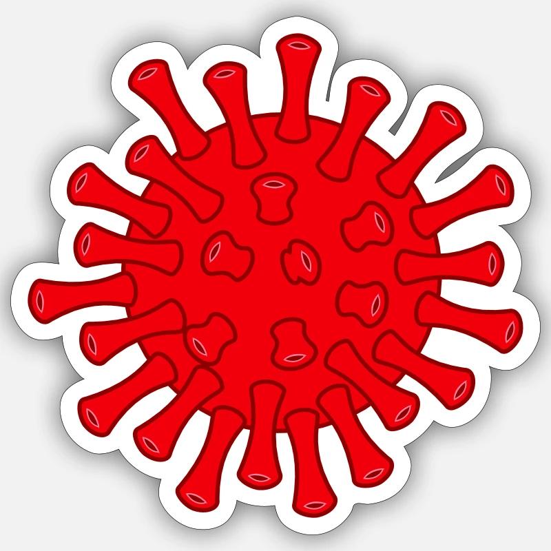 Red Covid molecule illustration Sticker size S (10 x 10 cm)