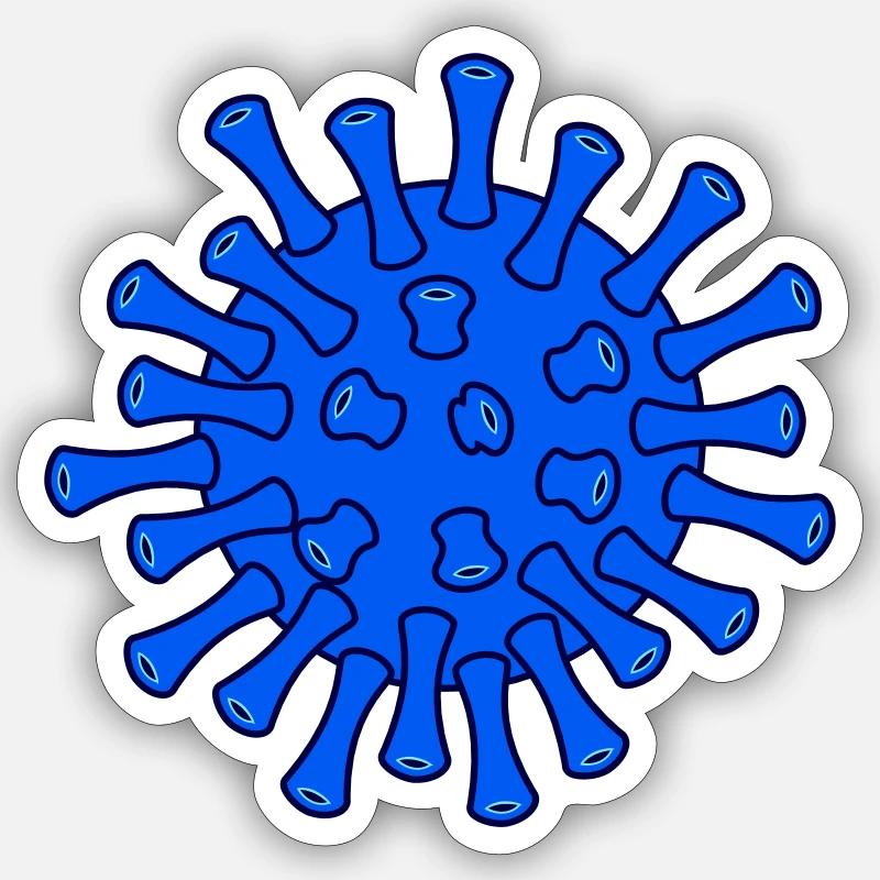 Illustration de la molécule bleue de Covid Sticker taille S (10 x 10 cm)