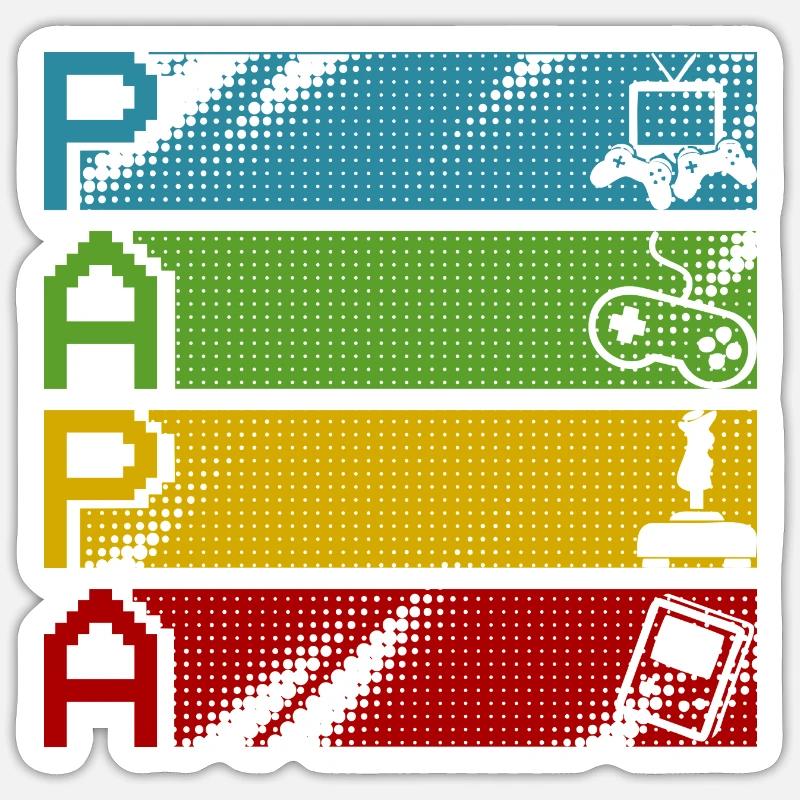 Retro Gamers Pixel Multicolor Sticker Größe S (10 x 10 cm)