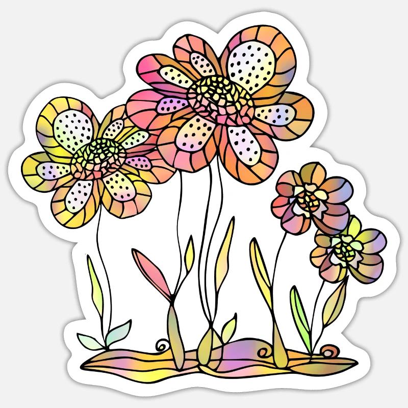 Fleur - Sticker taille S (10 x 10 cm) - blanc mat