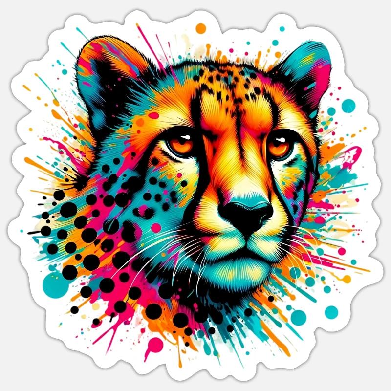 Gepard - Sticker Größe S (10 x 10 cm) - Mattweiß