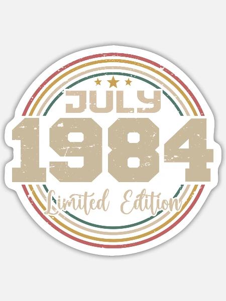 1984 Geburtstag Juli 1984 Geschenk Juli 1984 - Sticker Größe S (10 x 10 cm) - Mattweiß