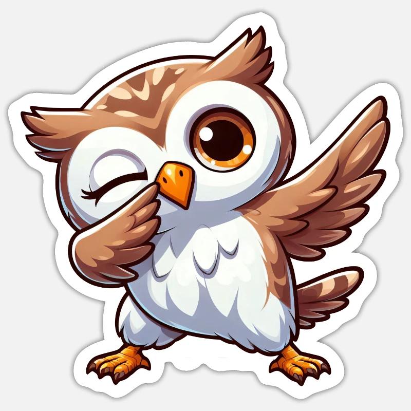 Coole Eule ist Dabbing Lustig Design - Sticker Größe S (10 x 10 cm) - Mattweiß
