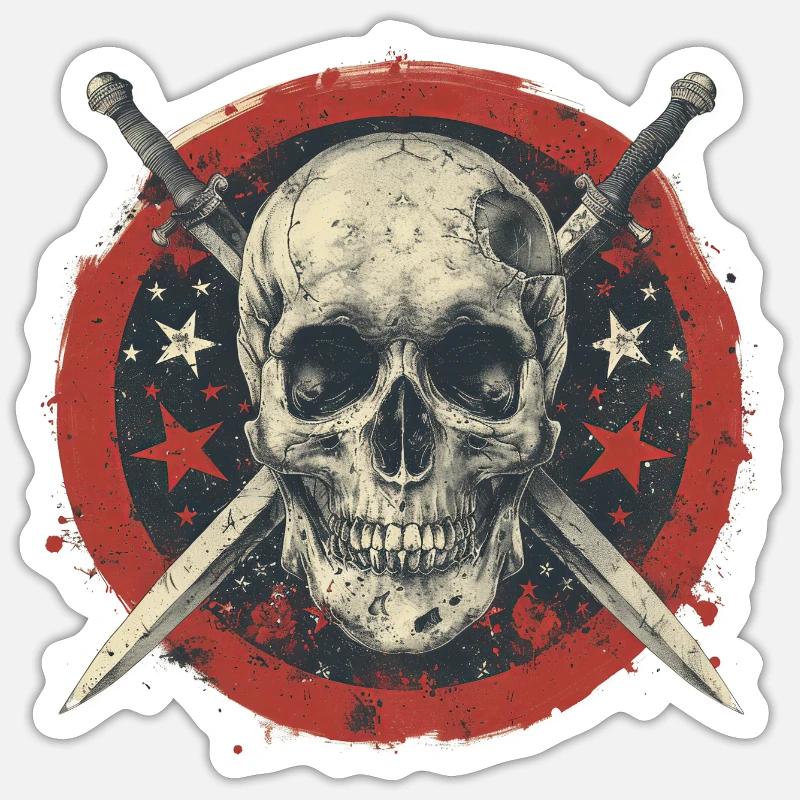 Crâne Épées Crâne - Sticker taille S (10 x 10 cm) - blanc mat