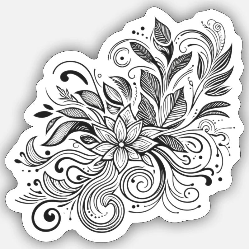 Floral Harmony Blumenmuster - Sticker Größe S (10 x 10 cm) - Mattweiß