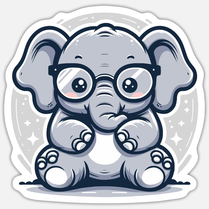 Éléphant - Sticker taille S (10 x 10 cm) - blanc mat